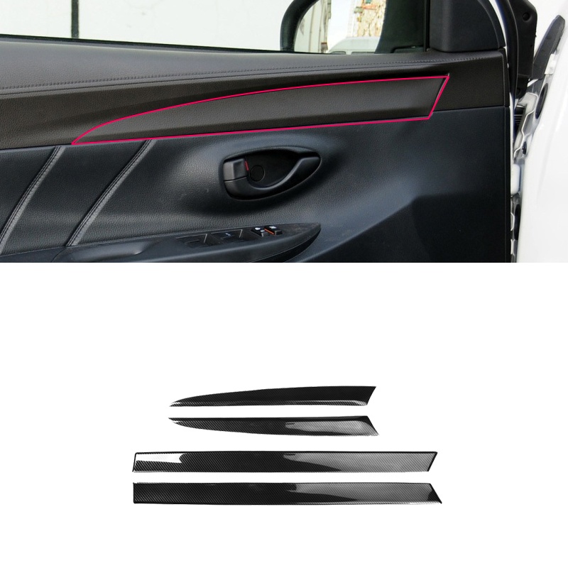 Xuming Ốp Bảng Điều Khiển Công Tắc Cửa Sổ Điện Xe Hơi Họa Tiết Sợi Carbon Cho TOYOTA VIOS 2014-2018 Phụ Kiện Nội Thất VIOS XP150 NCP150