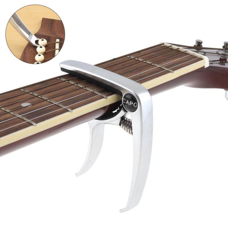 Aluminum Alloy Metal Silver Guitar Capo with Puller for Guitar Ukulele Tuning Malaysia