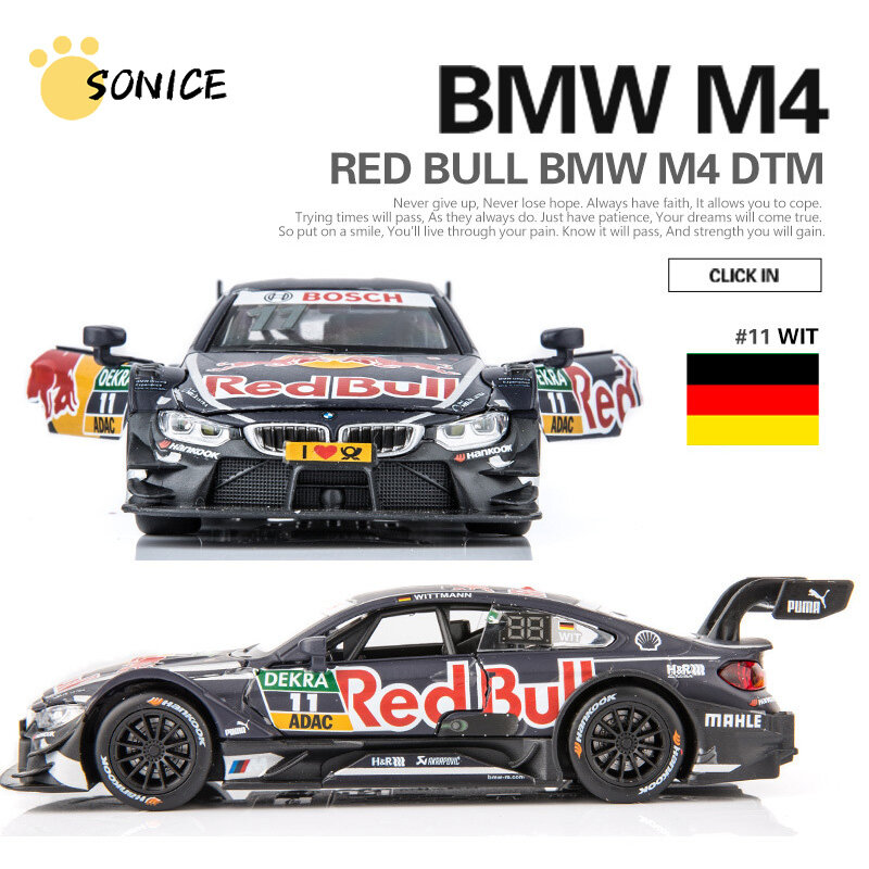 Sonice 1:32 New  Alloy Diecast Model Car Toys for BMW M4 DTM  Racing Team Vehicles With Light & Sound Door can Open Kid's Gift #11