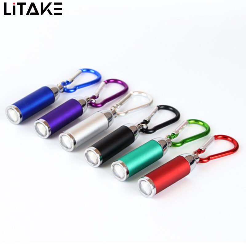 Led Zoom Mini Flashlight Telescopic Strong Light Torch With Keychain Pendant Creative Mountaineering Buckle Gift