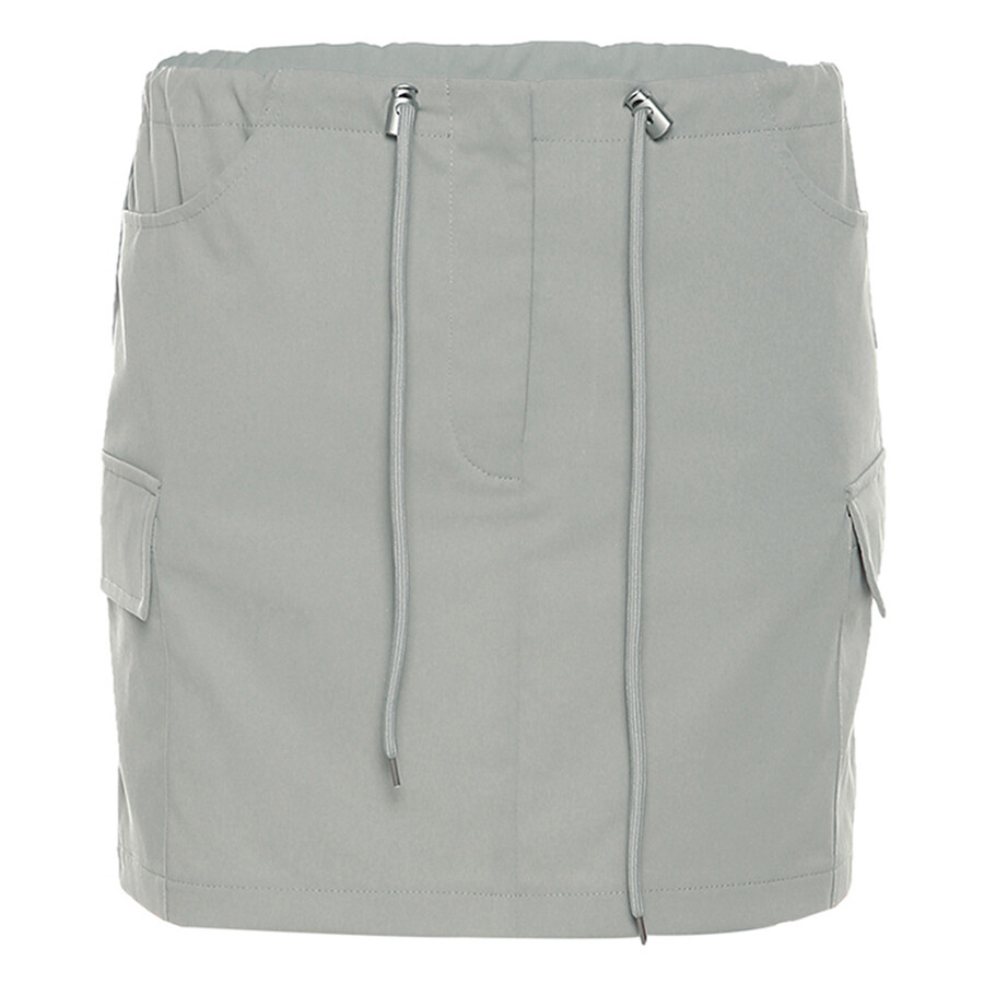 Cutenew Thời Trang Mát Mẻ phong cách đường phố Womens đàn hồi cao dây rút eo Mỏng Mini chân váy chữ A Đồng Bằng Giản Dị ĐẦM MÙA HÈ