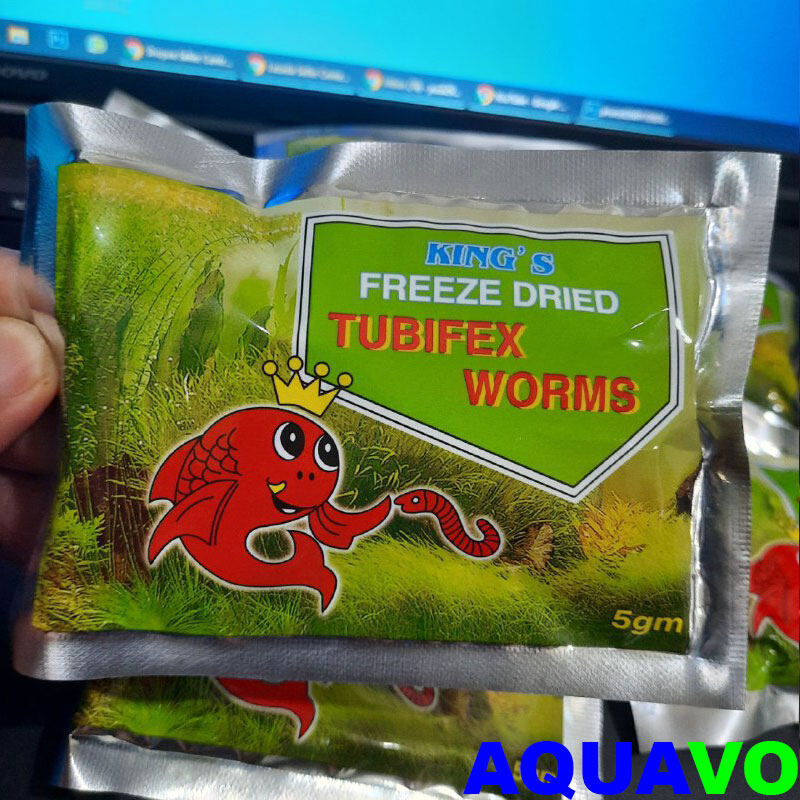 CACING SUTERA TUBIFEX WORMS KING'S FREEZE DRIED 5gm BETTA FISH IKAN