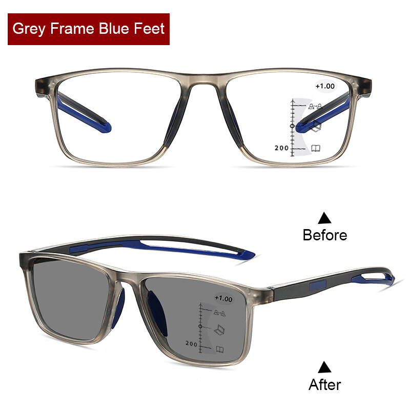 3in1 Photochromic Multifocal Reading Glasses Progressive Look Far And Near Eyeglasses Men Sport