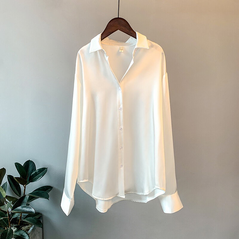 Shirt Women Fashion Silk Satin Shirt Women Loose All-match Outer Wear Shirt