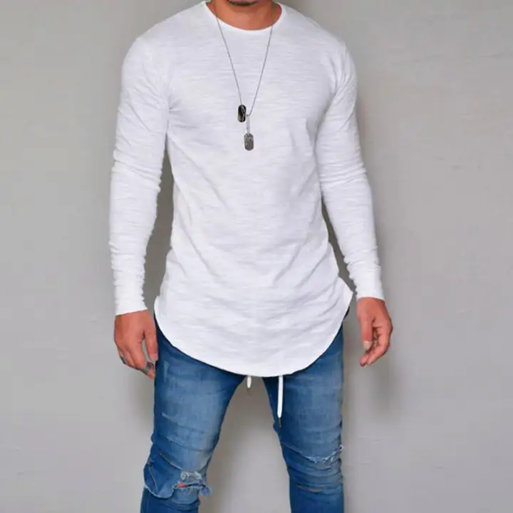 curved hem t shirt mens