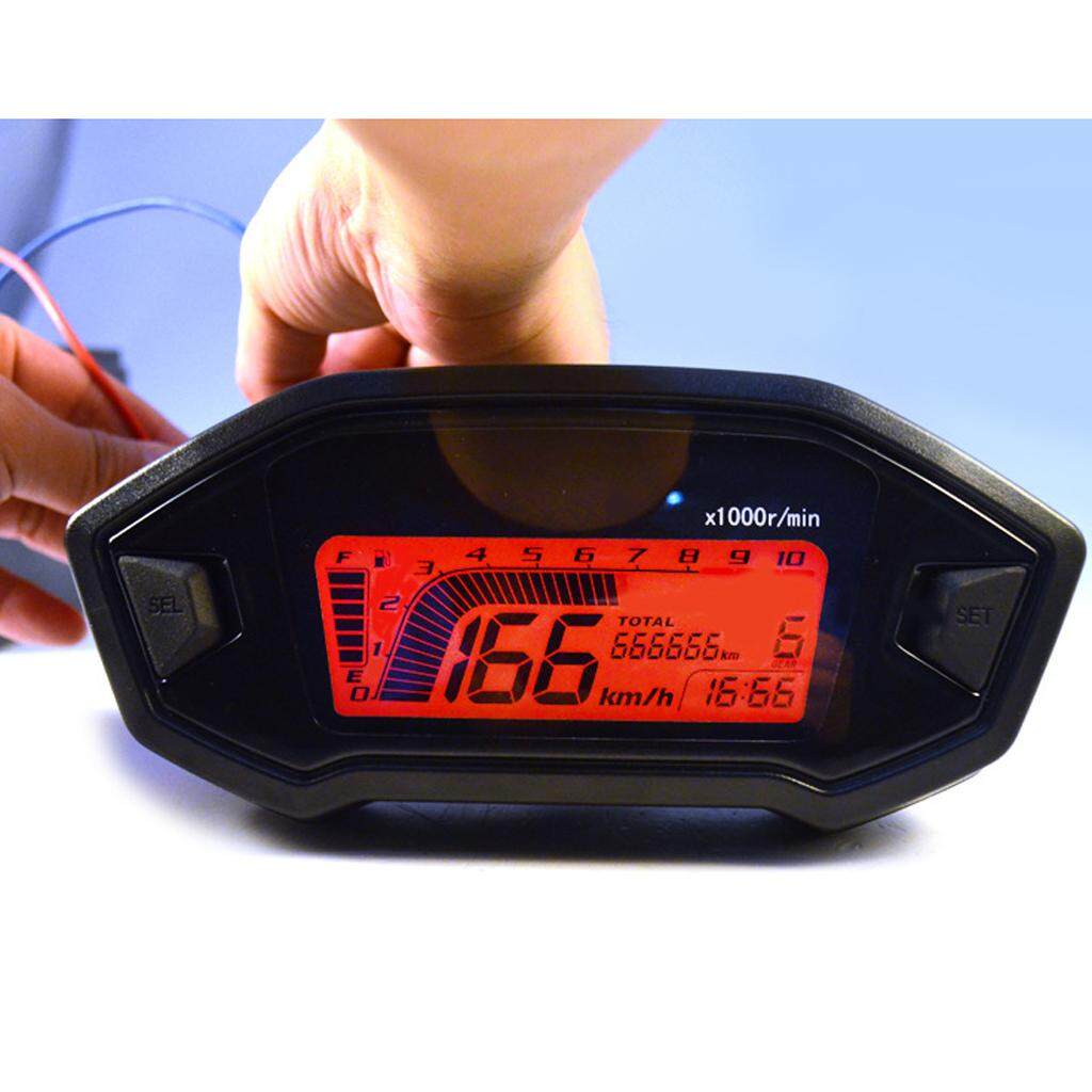 Dovewill รถจักรยานยนต์สากลจอแอลซีดีดิจิตอล S peedometer T achometer วัดระยะทางวัด 150 มิลลิเมตร