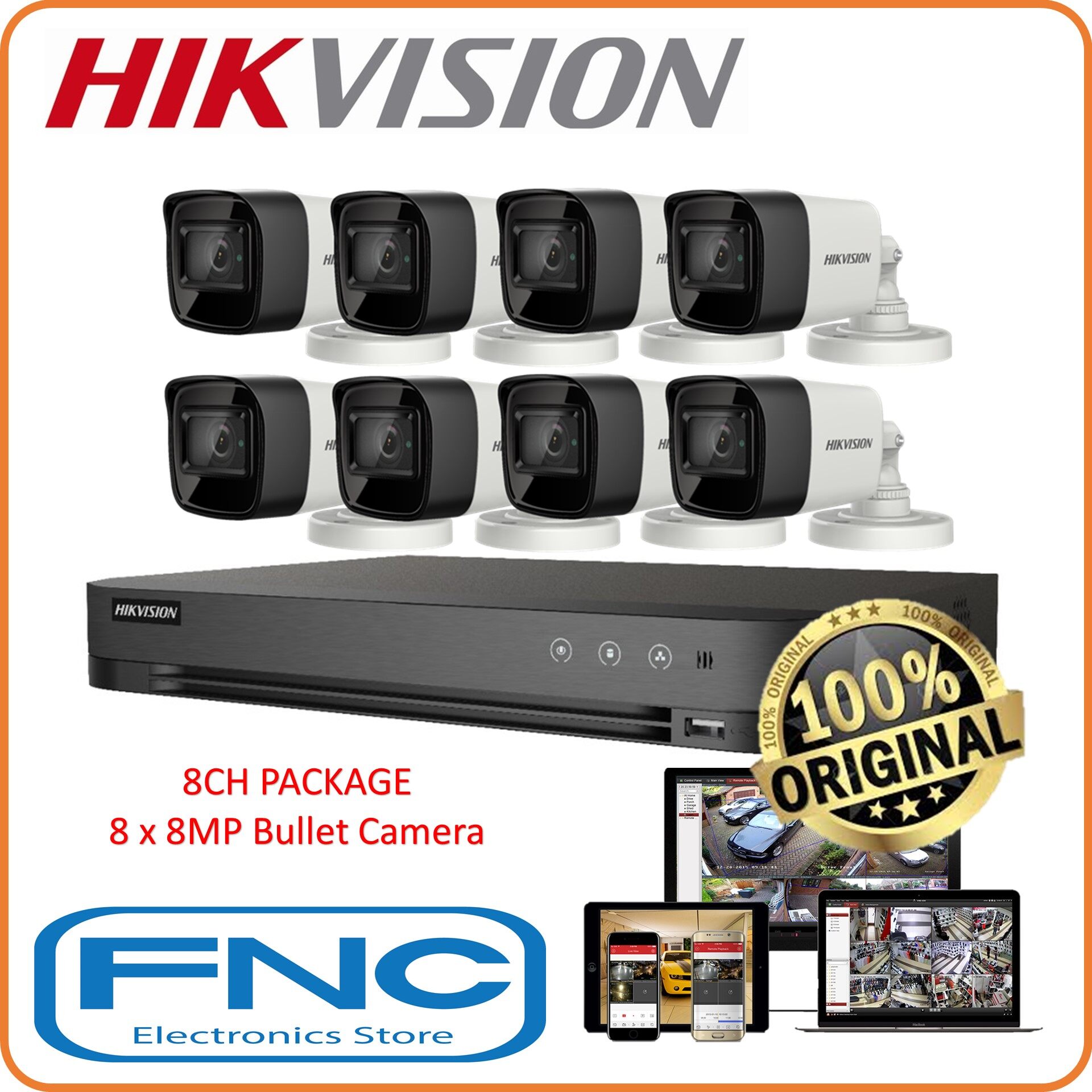 HIKVISION IDS-7208HUHI-M2/S Analog 8MP 4K H.265 Fixed 3.6mm IR Bullet ...