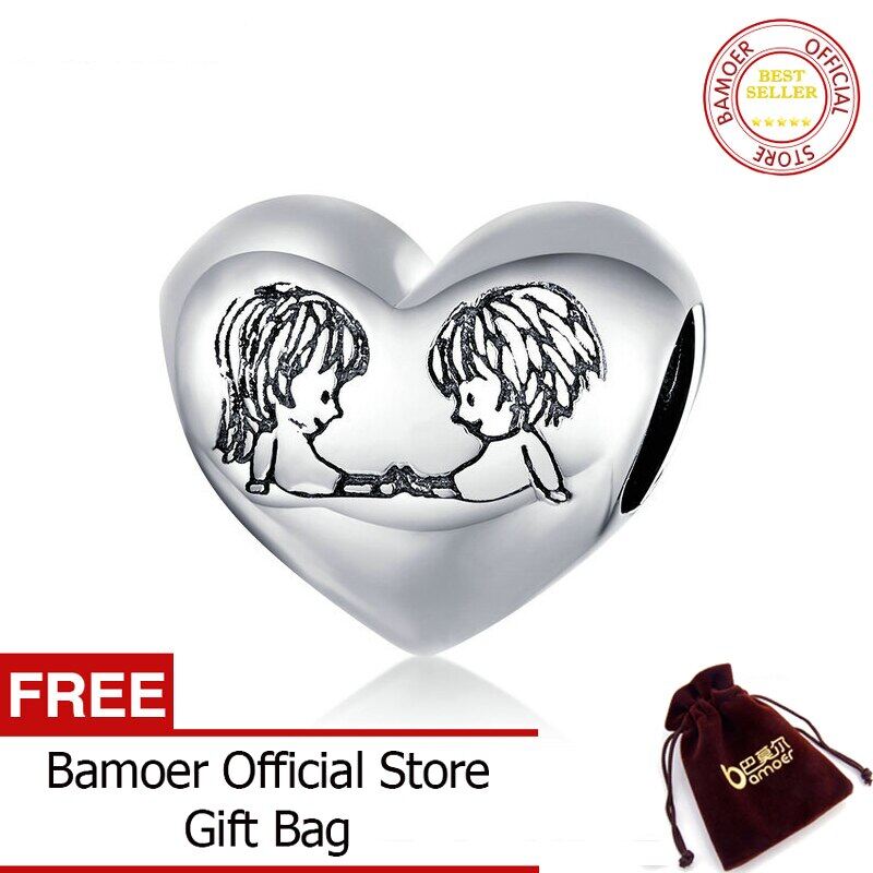 BAMOER Silver 925 Jewelry Engrave Figure Innocence Childhood Heart Charms for Original Bracelet Women Jewelry Making SCC1516