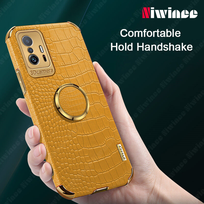 NIWINEE For Xiaomi 11T 5G / 11T Pro 5G Xiaomi 14 Pro Ultra Tective Cover Fashion Couple Crocodile Leather Ring Bracket Protective Cover