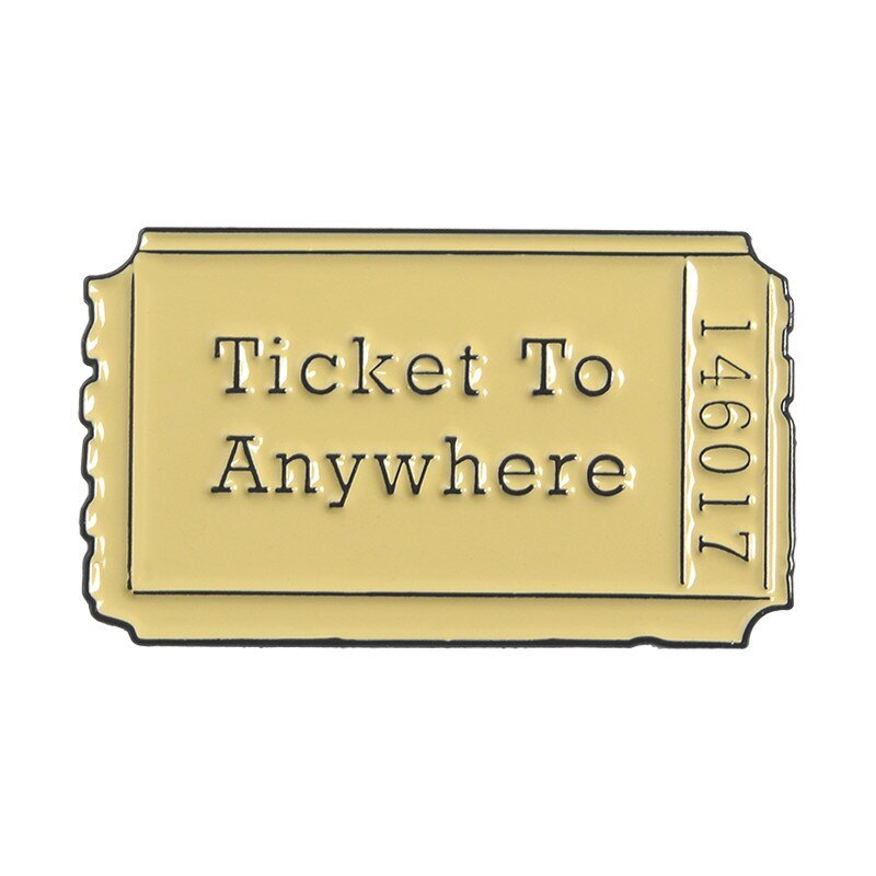 Tickets To Happiness Anywhere Pins Romantic Ticket Pink Brown Vintage Enamel Pin Badge Bag Denim Jackets Lapel Pin Brooches Gift