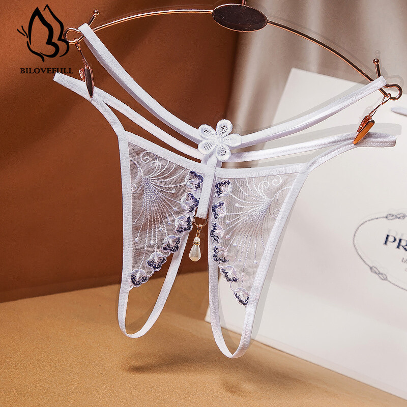 Lingerie Sexy Mince Taille Basse Élastique Broderie Transparente Culotte Sexy String Respirant_voghion.com