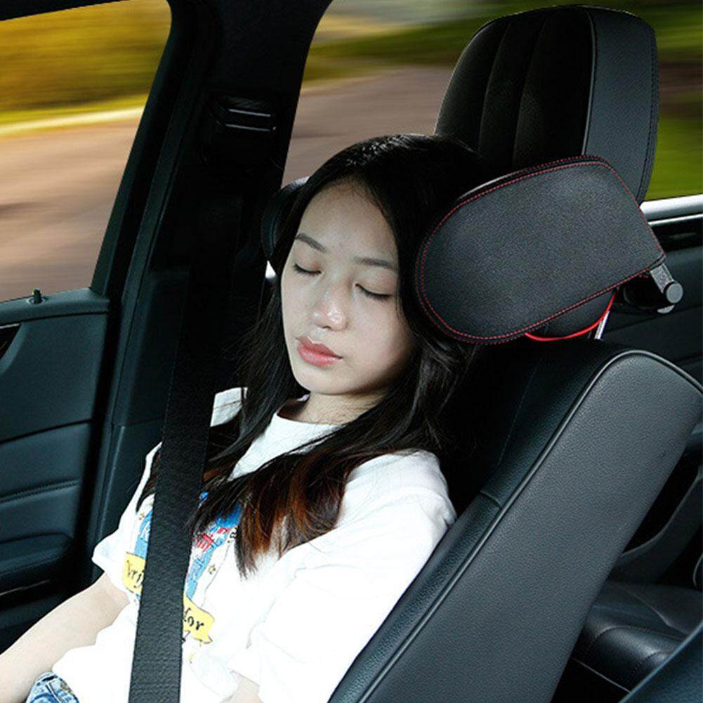 Car Seat Headrest Head Neck Side Support Pillow Soft Cushion Pu Leather Adjustable For Sleeping