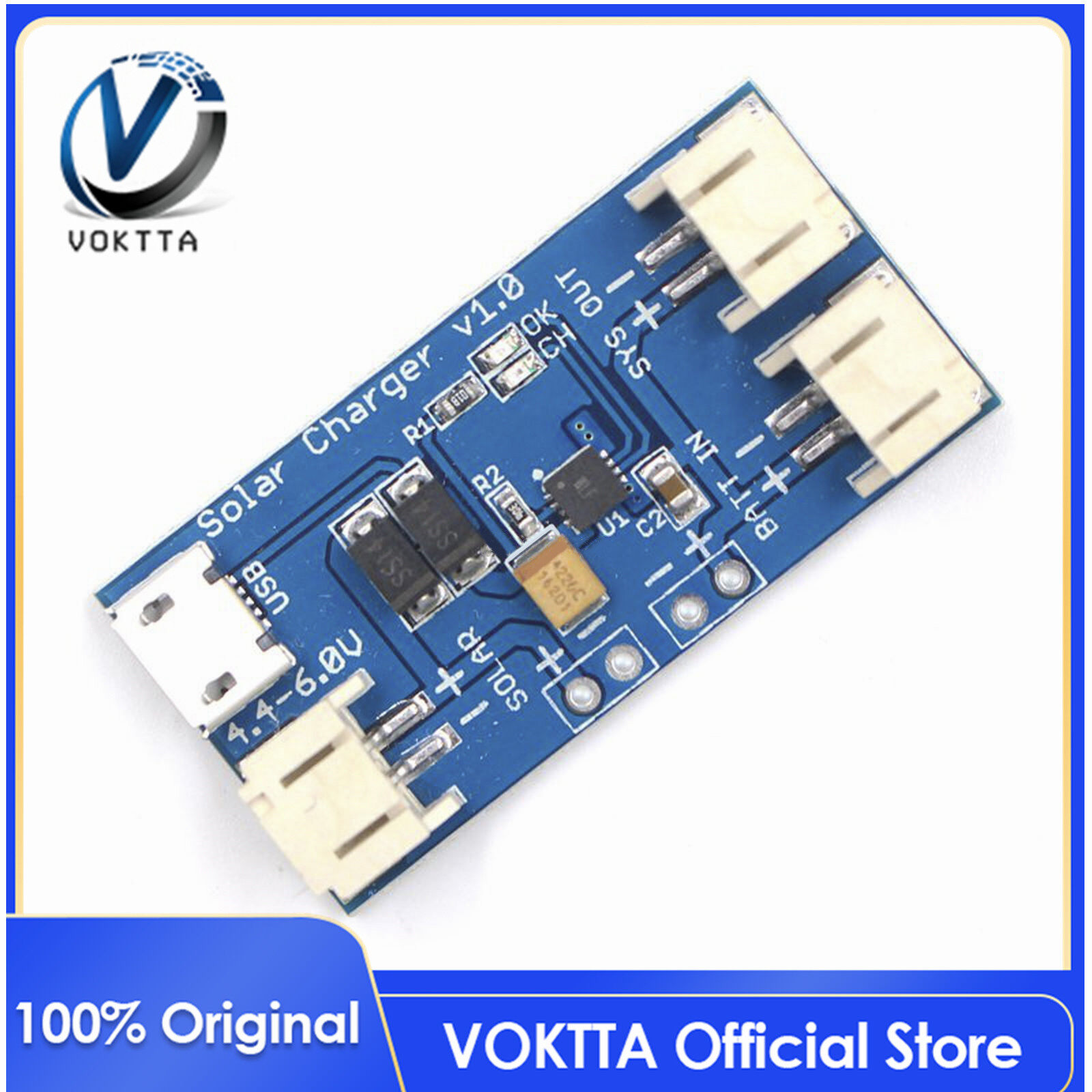 Original VOKTTA Mini Solar Lipo Lithium Batterys USB Charger Board CN3065 Module 500mA DC4.4-6V