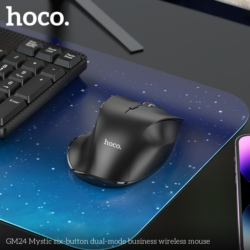 Hoco gm24 chuột không dây dual-chế độ Bluetooth 2.4GHz USB nút bên hông chuột không dây chuột cho máy tính xách tay Chuột không dây