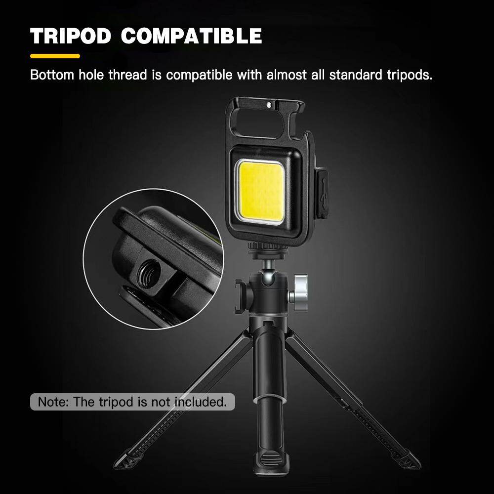 KKmoon Portable Mini flashlight rechargeable USB LED Work Light Keychain Light Lamp with Bottle Opener for Outdoor Emergency Camping Hiking Fishing