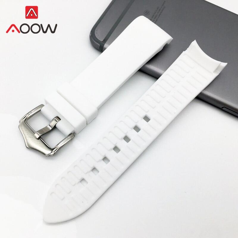 18mm 20mm 22mm 24mm Soft Silicone Strap Universal Elbow Arc Rubber Band Sport Waterproof Replacement Bracelet Watch Accessories