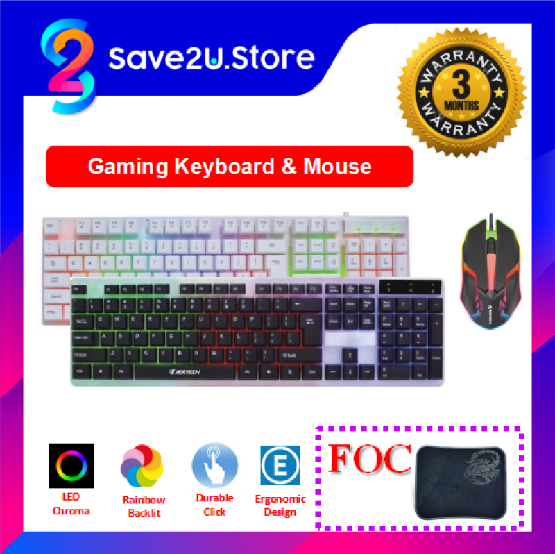 USB Gaming Keyboard LED Backlight Mechanical Feel & Gaming Mouse Set FOC Gaming Mousepad Malaysia