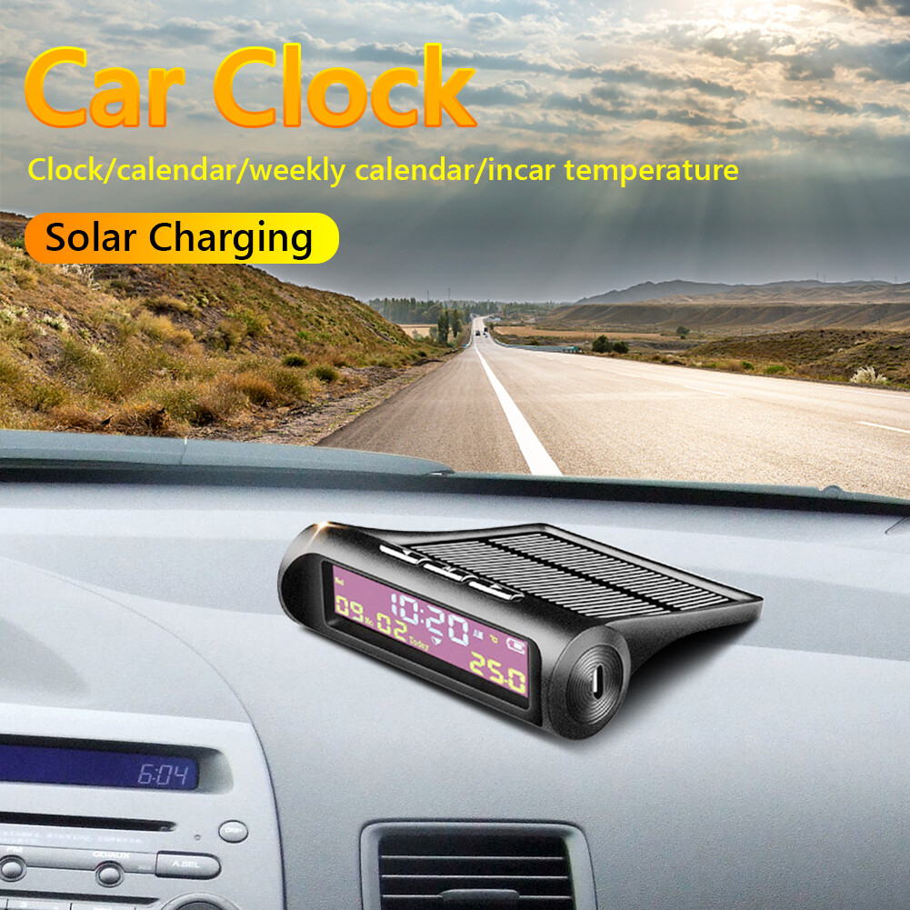 Đồng Hồ Kỹ Thuật Số Xe Hơi LCD Năng Lượng Mặt Trời TPMS Look Với Ngày Trong Xe Hiển Thị Nhiệt Độ