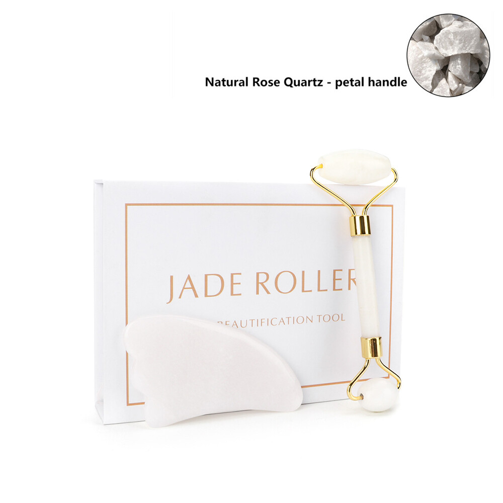 DECINIEE Rose Quartz Jade Roller Face Slimming Massager Face Lifting Natural Jade Stone Facial Massage Roller Skin Care Beauty Set Box Gift Girl Mom