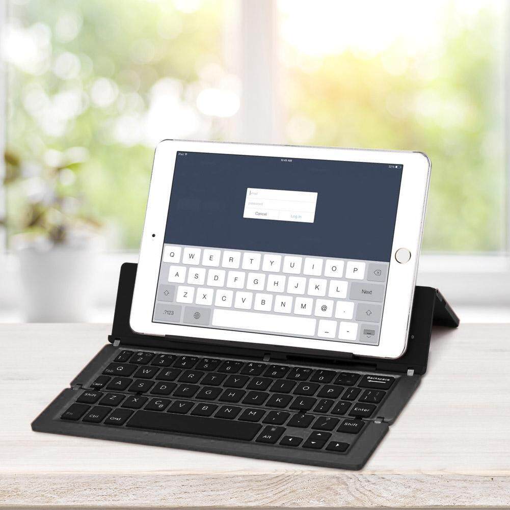 Portable Triple Folding Wireless Bluetooth Keyboard for iPhone iPad Android Phone Builtin