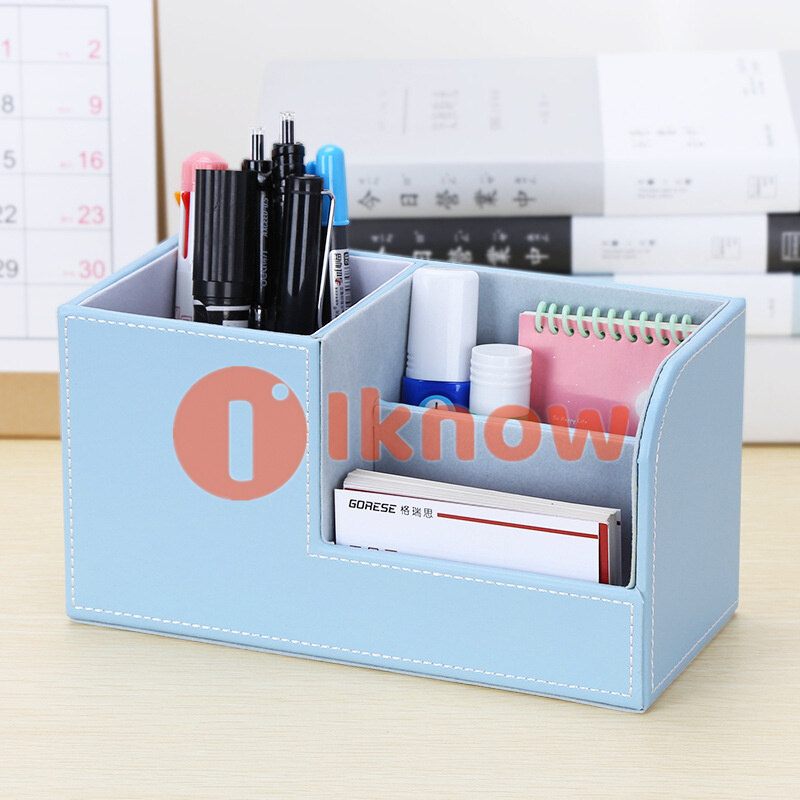 I know PU Leather Multi-Function Desk Organizer Pen Pencil Storage Box Business Cards Stand Mobile Phone/Remote Control Holder Office Supplies