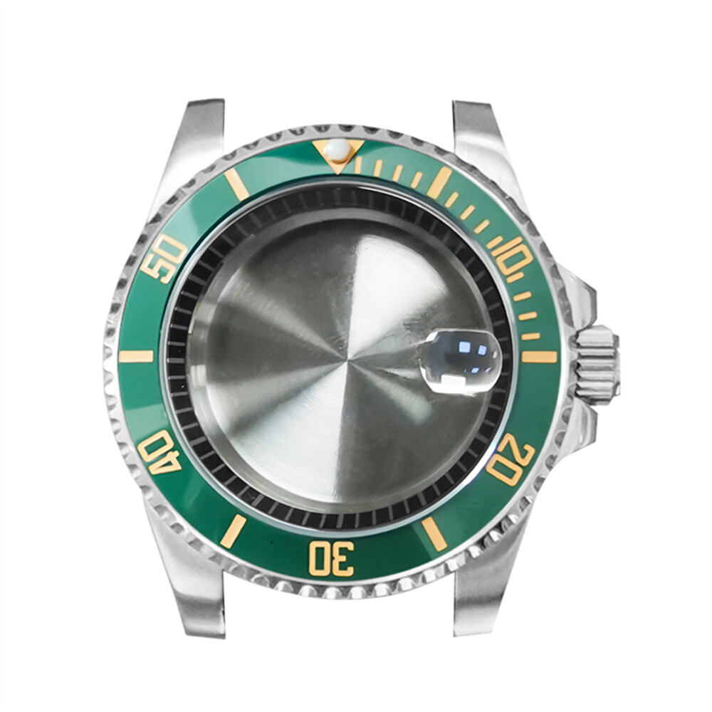 40MM Watch Case Black Inner Ring Sapphire Magnifying Glass 316L Stainless Steel Dense Bottom Watch Case Kit for NH35/NH36 Watch Movement Upgrade Part