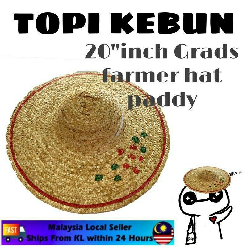 20 Grass Straw Farmer Hat Cap - Topi Rumput Jerami Petani - Topi Kebun - Topi Mengkuang