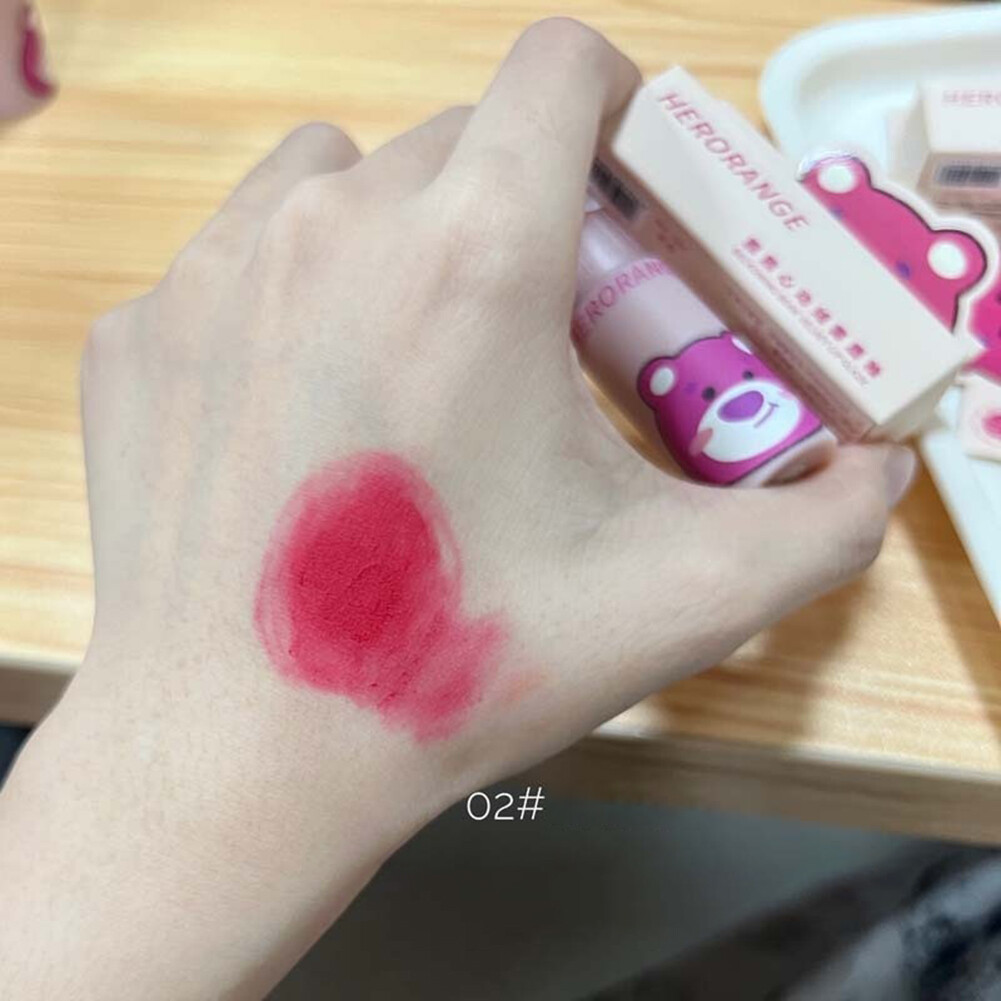 Son kem lì nhung hình trái tim gấu son kem lì hình gấu dâu không dính không phai màu son môi