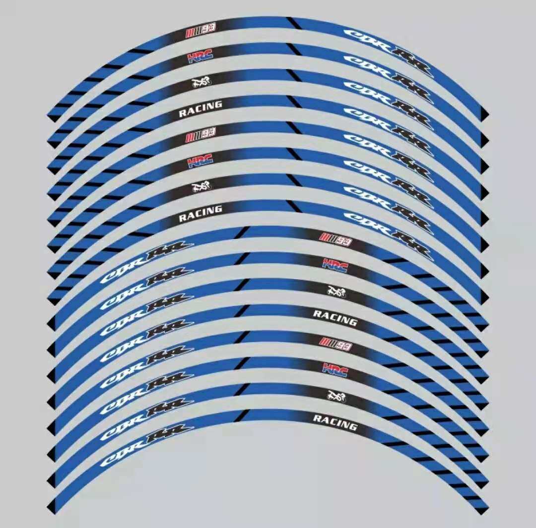 16Pcs car sticker 17/18 wheel tire sticker is suitable for Kawasaki Honda Yamaha BMW wheel tire sticker strip motorcycle reflective tape motorcycle automatic decal
