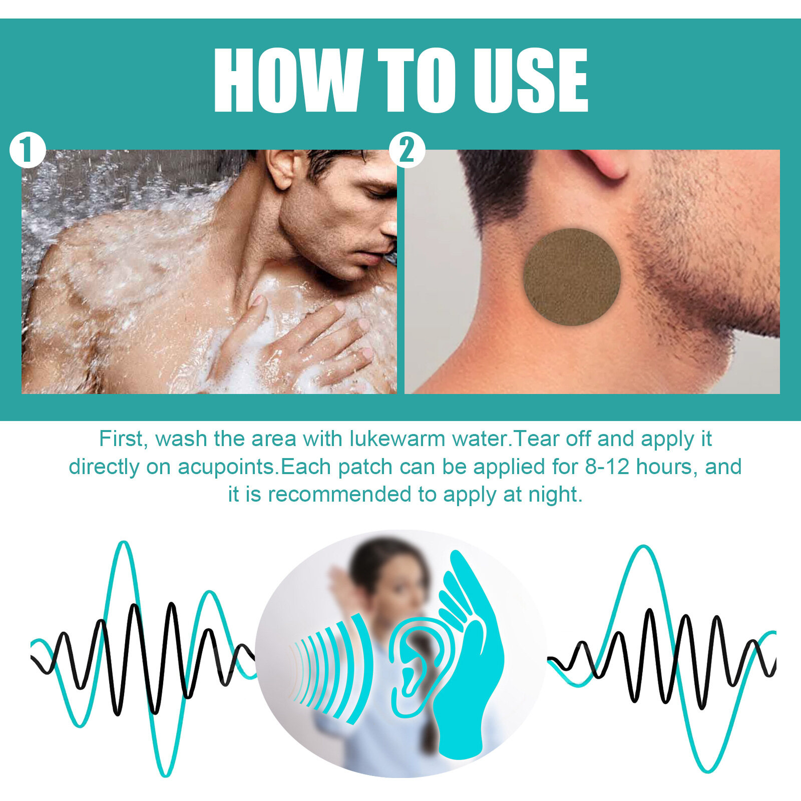 Eelhoe Ear Ringing Patch Natural Ringing Buzzing Relief Patch Ear Tinnitus Patch Health Care For Ear Pain Ear Ringing Relieving Patch Hearing Loss Natural Herbal Patch Protect (12pcs/box)