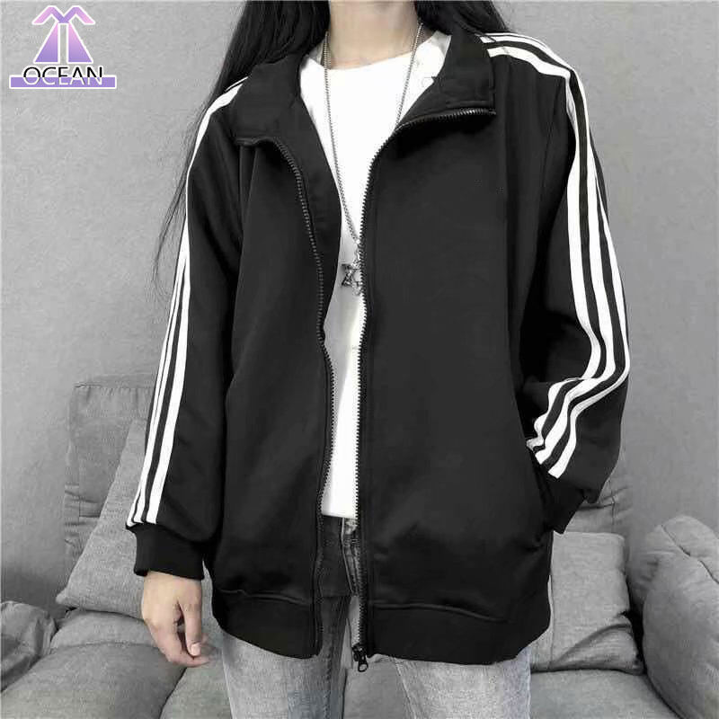 OC jacket for women three-bar coat Korean style thin student baseball uniform