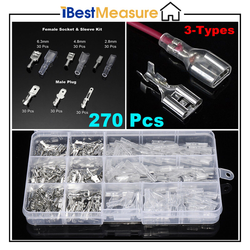 Bảng giá IBestMeasure 270 Cái Đầu Nối Càng Cua Đực Cái Đầu Nối Dây Uốn Với Bộ Phân Loại Ống Bọc Cách Điện ( 2.8Mm/4.8Mm/6.3Mm