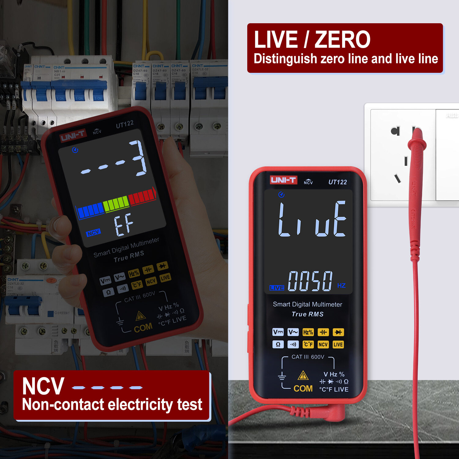 diymore Đồng Hồ Vạn Năng Kỹ Thuật Số Thông Minh UT121A UT121B UT122 Đồng Hồ Đo Điện Áp True RMS Tần Số Hiển Thị Kép NCV Phạm Vi Tự Động Trực Tiếp 6199 Đếm UNI-T