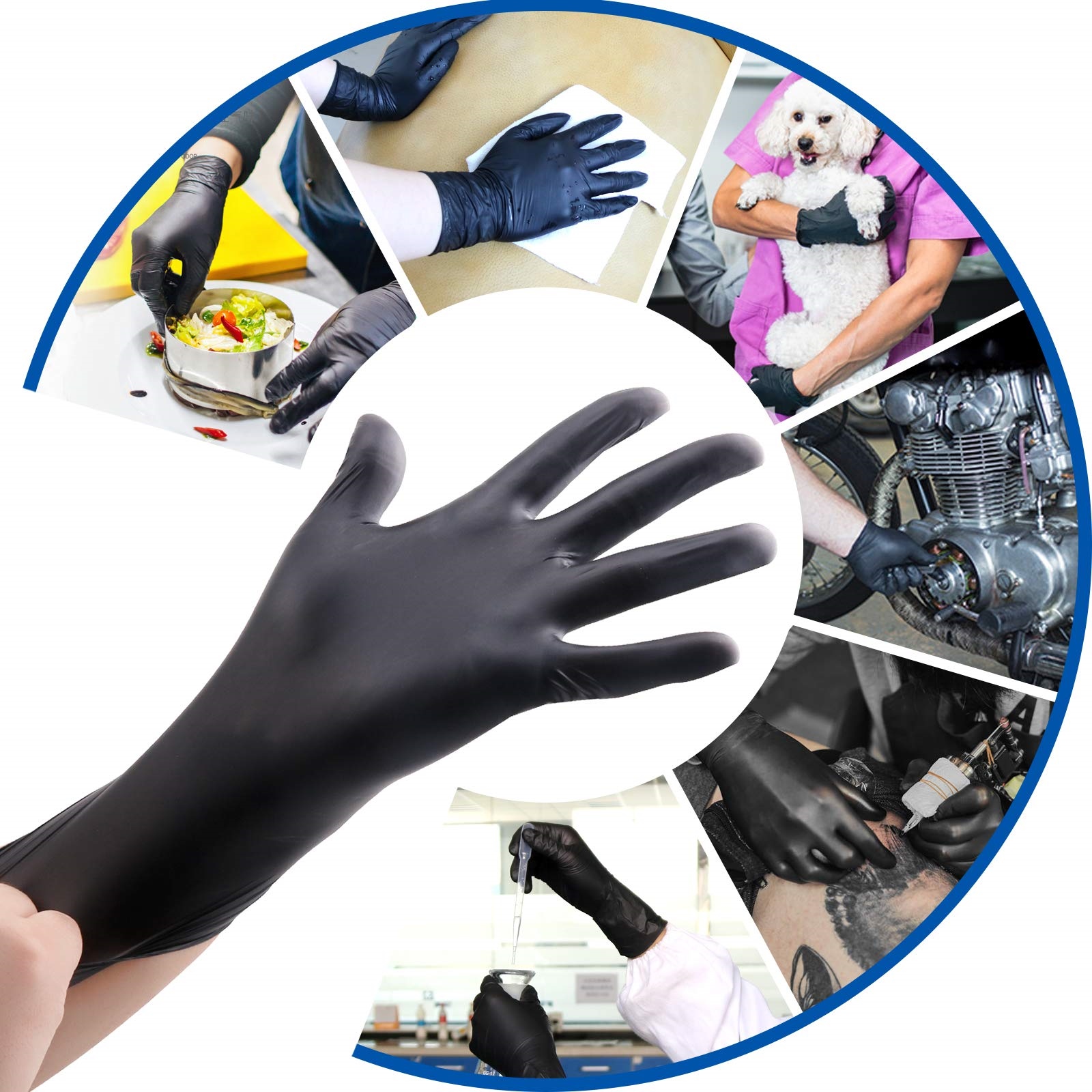 【A NEW】 100Pack/150gPowder Free Black Nitrile Gloves Household Tool Garden/Barber/Makeup Disposable Work