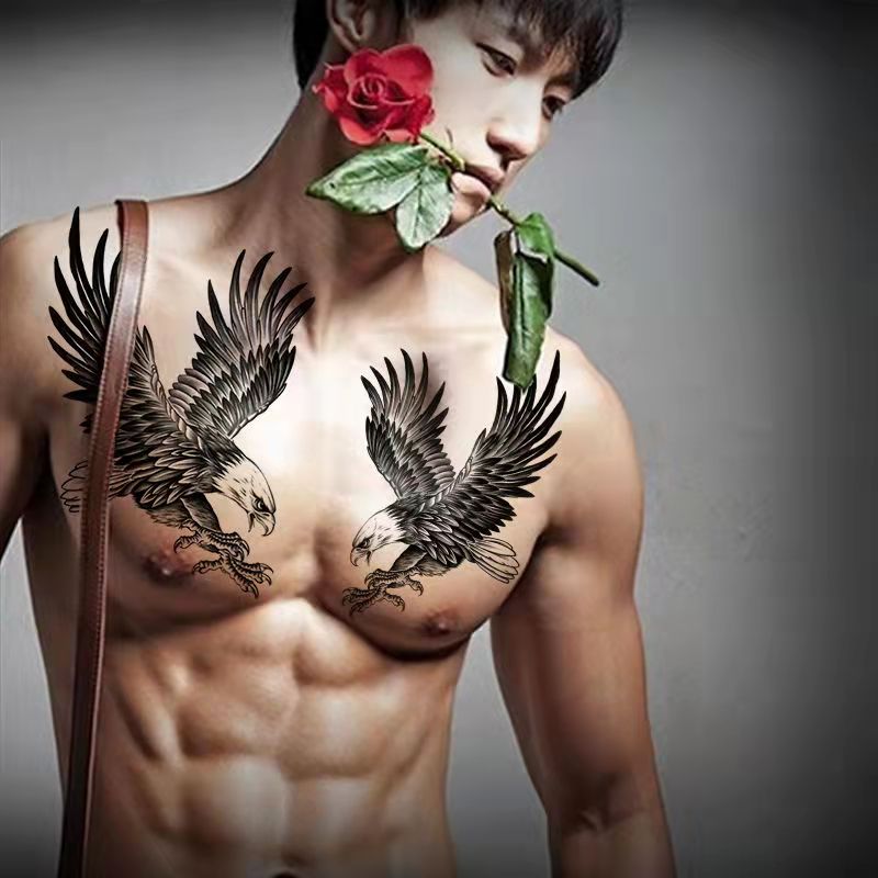 Miếng Dán Hình Xăm Tạm Thời Họa Tiết Đại Bàng Hình Xăm Ngực Nửa Cánh Tay Giả Lâu Trôi Chống Nước Cho Nam Và Nữ