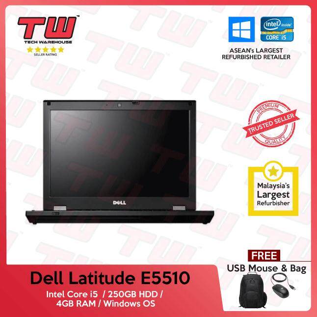 Dell Latitude E5510 Core i5 / 4GB RAM / 250GB HDD / Windows OS Laptop / 3 Months Warranty (Factory Refurbished) Malaysia