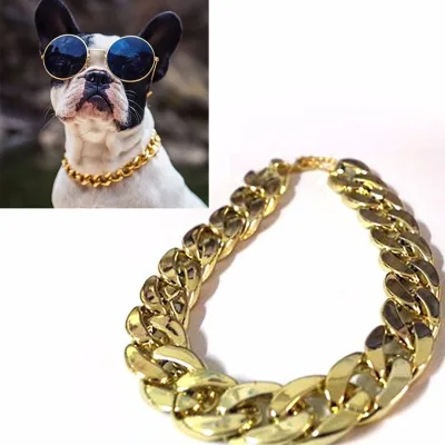 idealhere Pet Puppy Small Dog Adjustable Chain Collar Punk Gold Plated Cat Safety Collar