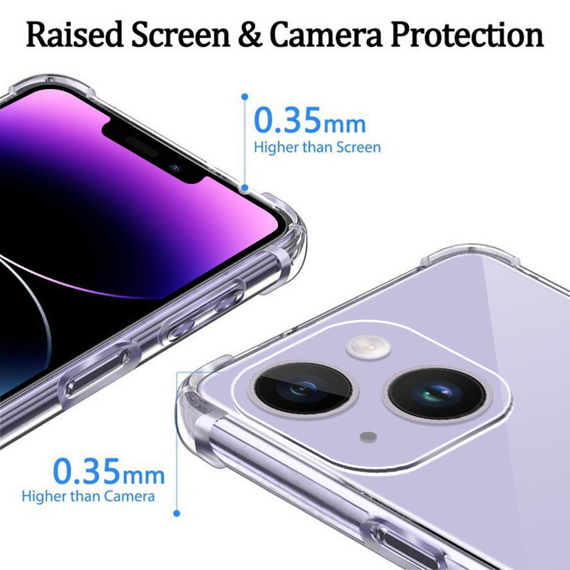 ALIGO Shockproof Clear Rubber Soft Case Cover for iPhone 14 Pro Max 7 Plus XS Max 13 Pro For iPhone 14 13 12 11 Pro Max X XR