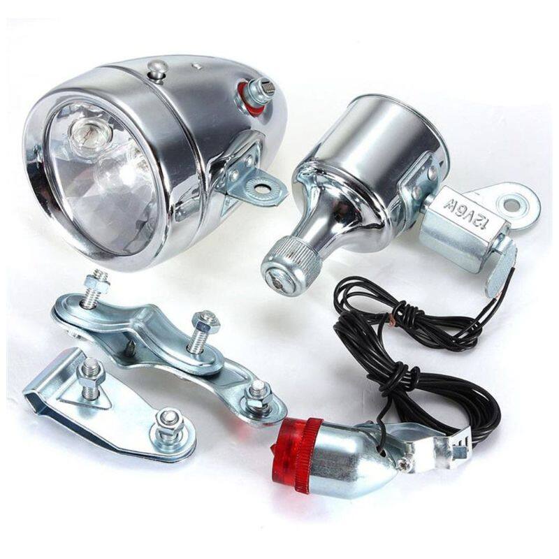Vintage Bicycle Motorized Bike Friction 12V 6W Generator Headlight Tail Light