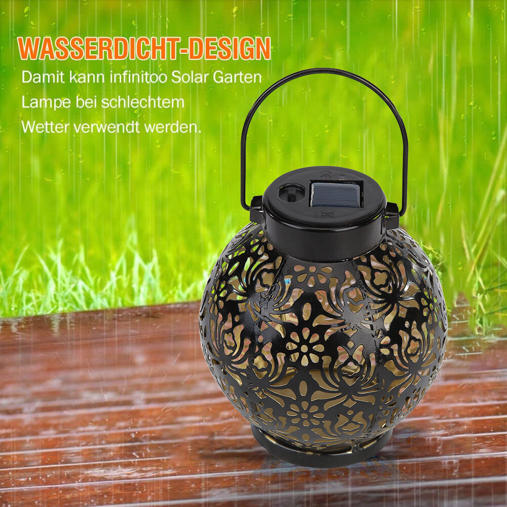 Vintage Solar Lamp Solar Led Lantern Outdoor Garden Iron Hanging 