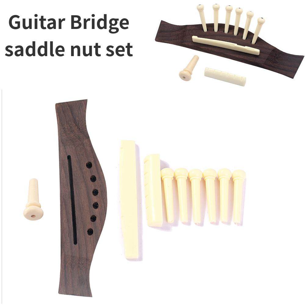 1 Set Classical Guitar Bridge Rosewood Pre-Slotted Bone Saddle Nut Replacement