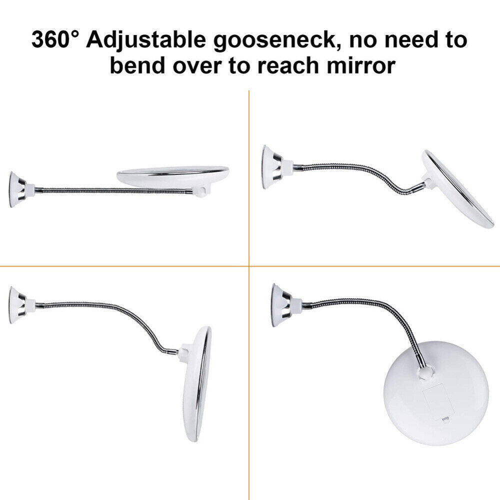 10x Magnification Mirror Magnifying Makeup Mirror LED Lighted Makeup Mirror Gooseneck Mirror Bathroom Magnifying Mirror Vanity Mirror With Lights Adjustable Makeup Mirror Portable Magnifying Mirror Wall-mounted Makeup Mirror 10x Magnification