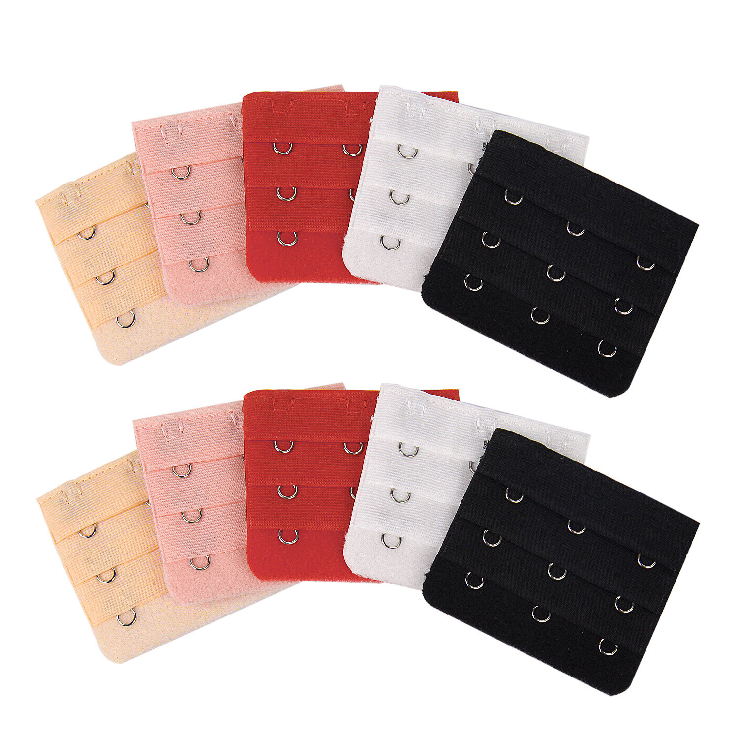 【Fairy Castle】 10 PCS 2/3/4 Móc Áo Ngực Mở Rộng Cho Phụ Nữ Của Áo Ngực Đàn Hồi Mở Rộng Dây Đeo Hook Clip Giãn Nở Có Thể Điều Chỉnh Vành Đai Khóa Phụ Kiện