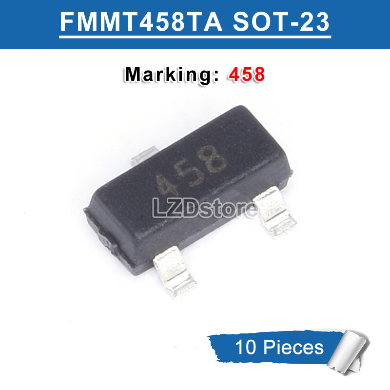 10pcs fmmt458ta sot-23 fmmt458 marking 458 sot23 smd 400v/225ma npn high voltage transistor new original