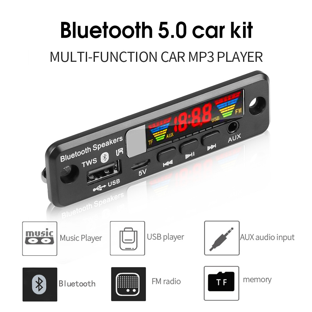 Aitemay Bluetooth 5.0 Audio Decoding Module Color Screen 5V MP3 WMA WAV USB AUX TF FM Wireless Audio Decoder Board