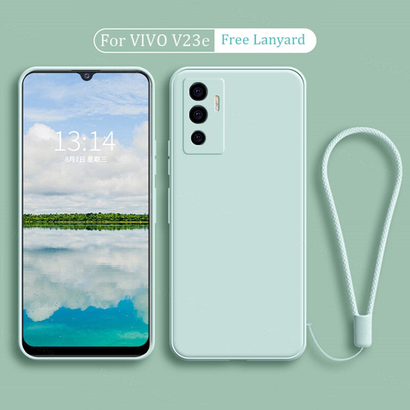 For VIVO V23e/V23e 5G Phone Case Lens Protection Casing Solid Straight Edge Liquid Silicone Soft TPU Back Cover