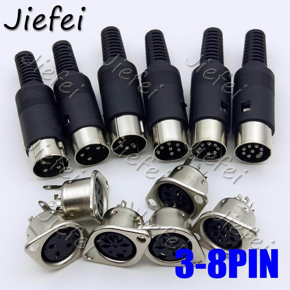 10set Male Plug Female socket 3pin 4pin 5pin 6pin 7pin 8pin DIN Inline Audio AV DIY Parts for Chassis Cable Mount