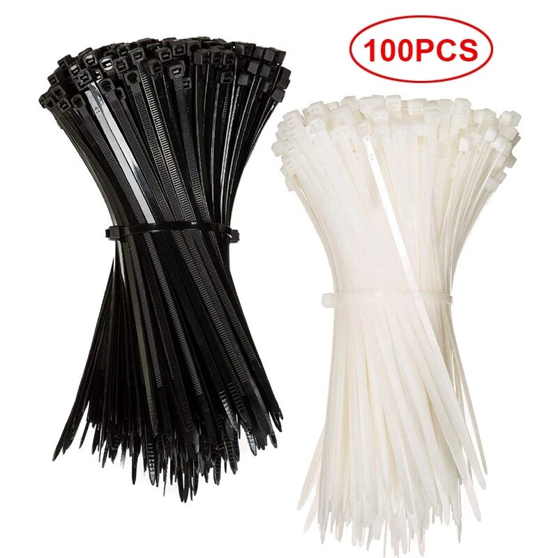 100 Cái Dây Cáp Nylon Tự Khóa Dây Buộc Dây Kéo