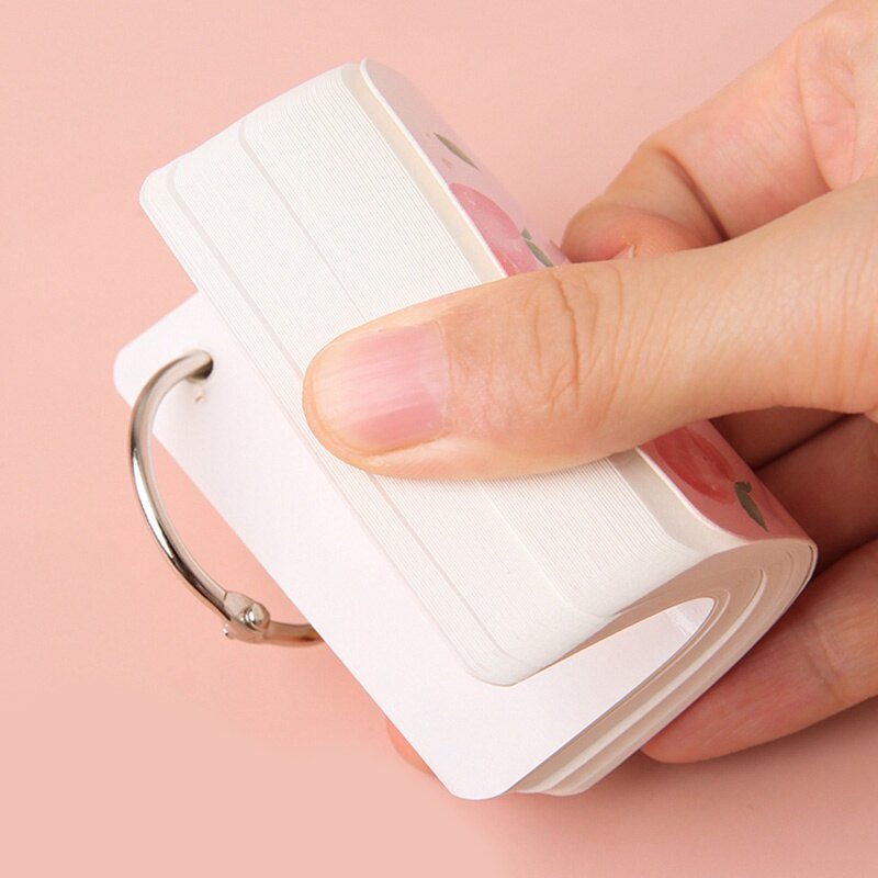 80 Sheets Creative Blank Words Card with Ring Student Cute Cartoon Pocket Card Book