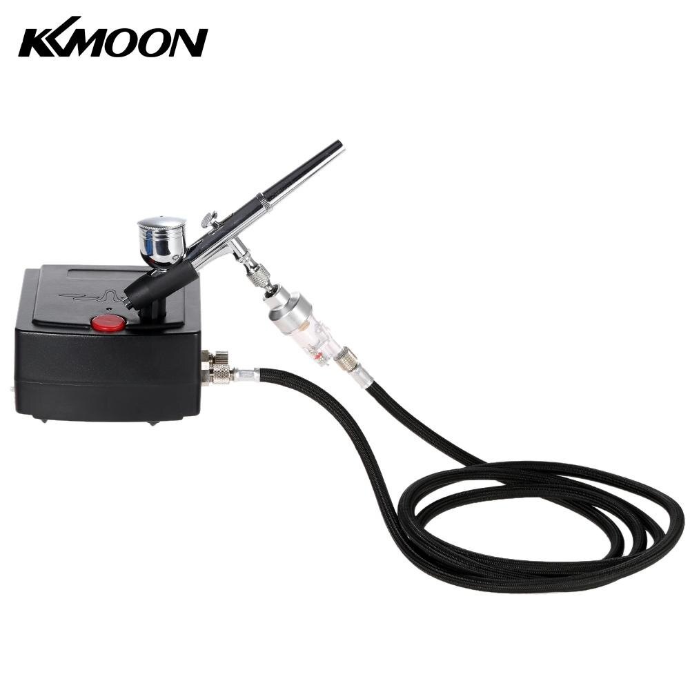 KKmoon Professional Gravity Feed Dual Action Airbrush Air Compressor Kit for Art Painting Manicure   Craft Cake Spray Model Air Brush Nail Tool Set 100-250V